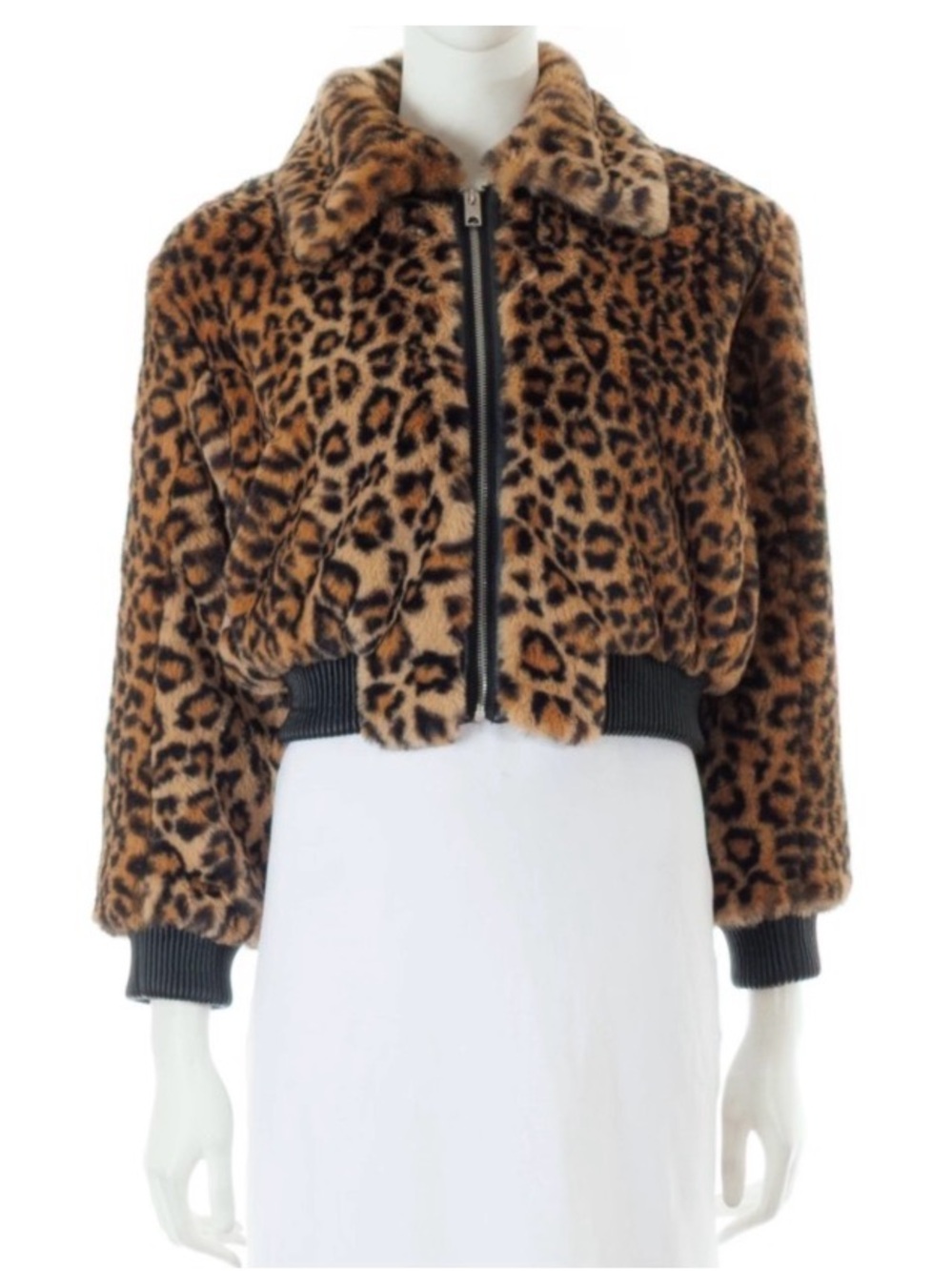 Urban Outfitters Leopard Print Faux Fur Bomber Jacket - Brown | M